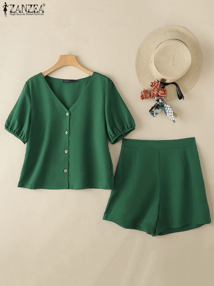 ZANZEA Women Casual Suits Holiday Solid Summer Elastic Waist Shorts 2PCS Outfits Short Sleeve V-Neck Shirts 2-Pieces Short Sets
ZANZEA Women Casual Suits Holiday Solid Summer Elastic Waist Shorts 2PCS Outfits Short Sleeve V-Neck Shirts 2-Pieces Short Sets