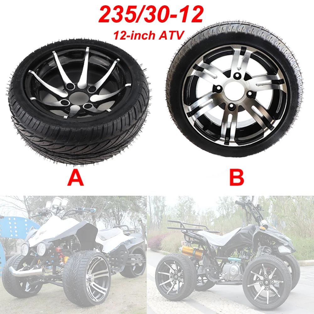 ATV 12-inch tubeless tire 235/30-12 vacuum tire with alloy rim for DIY KART KART QUAD QUAD Bike Front and Rear Wheels 
ATV 12-inch tubeless tire 235/30-12 vacuum tire with alloy rim for DIY KART KART QUAD QUAD Bike Front and Rear Wheels