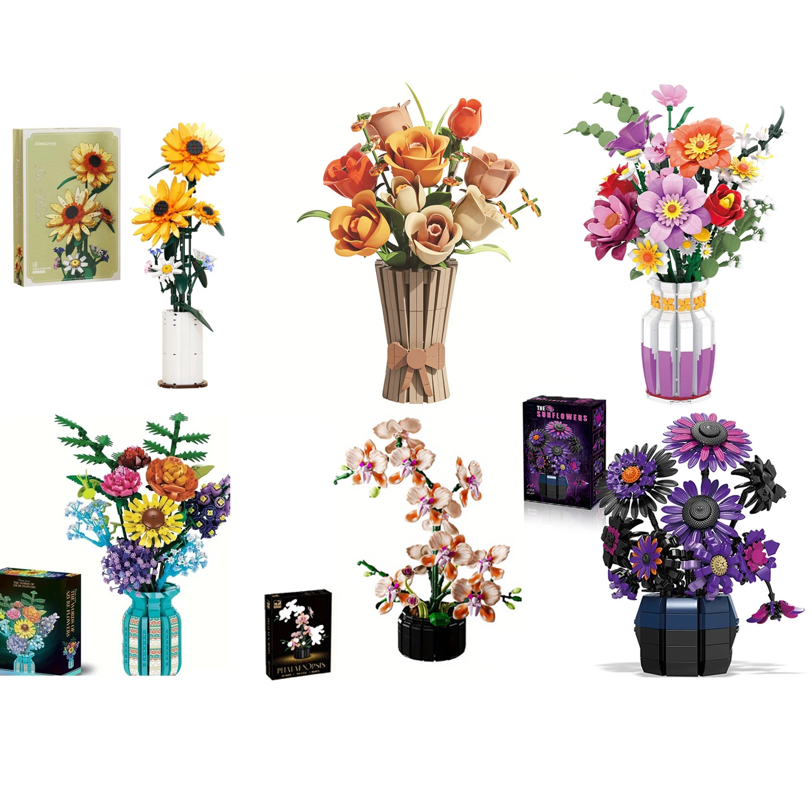Elegant Flower Bouquet Building Set with Vase, Sophisticated Home Decor Gift, Rose Sunflower Orchid Arrangement for Adults 
Elegant Flower Bouquet Building Set with Vase, Sophisticated Home Decor Gift, Rose Sunflower Orchid Arrangement for Adults