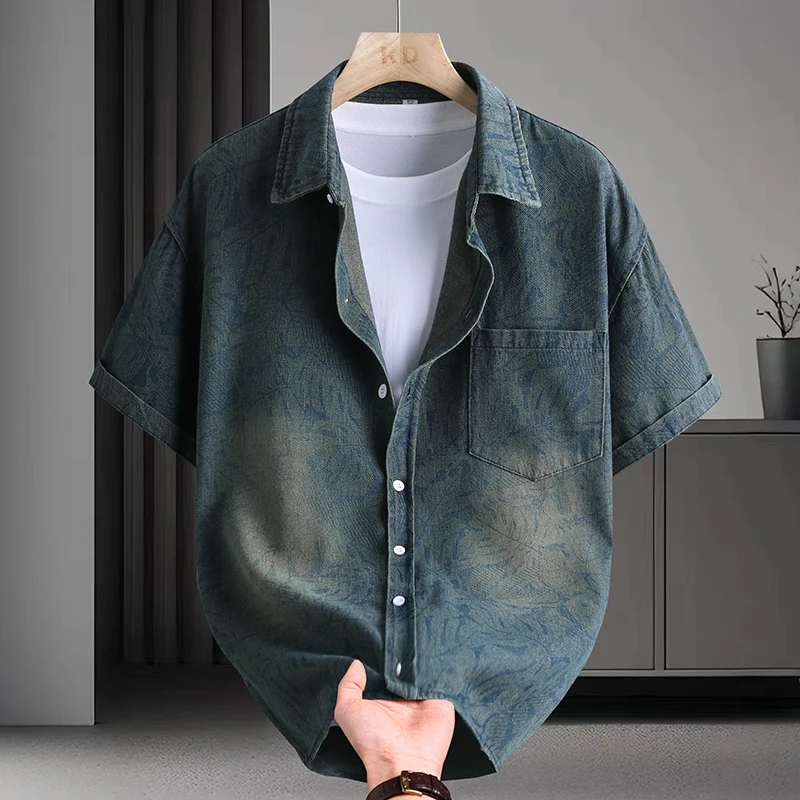 Men's Loose Denim Shirt Short Sleeve Summer Men Casual Vintage Washed Shirts with All-Over Print Oversized Street Style Top
Men's Loose Denim Shirt Short Sleeve Summer Men Casual Vintage Washed Shirts with All-Over Print Oversized Street Style Top