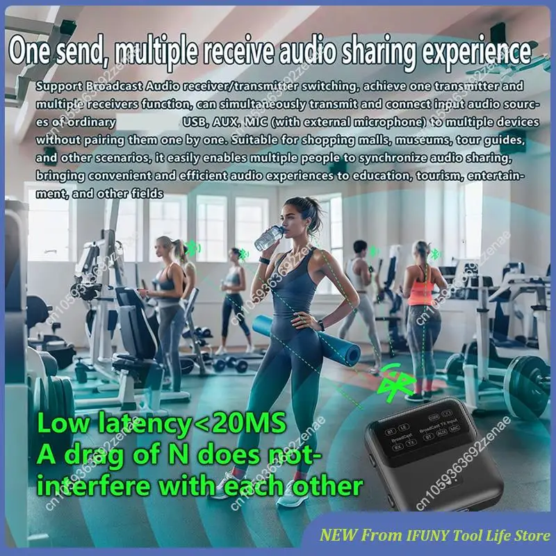 Bluetooth 5.4 Audio Transceiver Broadcast 1TX To 100+ RX Devices Supports AAC/Aptx-AD/LC3, USB/AUX/MIC New
Bluetooth 5.4 Audio Transceiver Broadcast 1TX To 100+ RX Devices Supports AAC/Aptx-AD/LC3, USB/AUX/MIC New