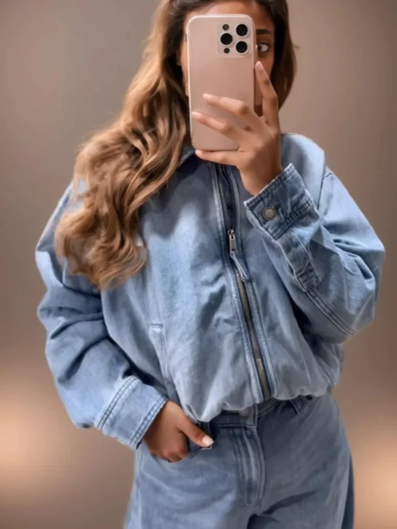Autumn Lapel Denim Zip Jacket for Women Clothes Coat 2025 New Fashion Women's Casual Loose Denim Zipper Jacket Coats Female Tops
Autumn Lapel Denim Zip Jacket for Women Clothes Coat 2025 New Fashion Women's Casual Loose Denim Zipper Jacket Coats Female Tops
