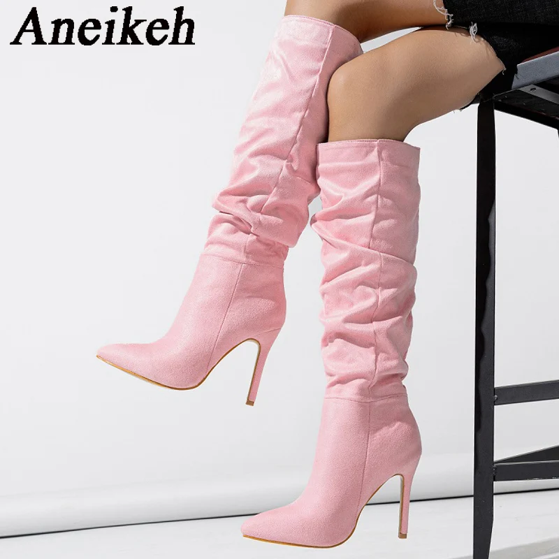 Aneikeh новые женские пикантные зимние плиссированные Прошитые женские туфли в римском стиле на высоком каблуке однотонные остроносые сапоги до колена без шнуровки
Aneikeh новые женские пикантные зимние плиссированные Прошитые женские туфли в римском стиле на высоком каблуке однотонные остроносые сапоги до колена без шнуровки