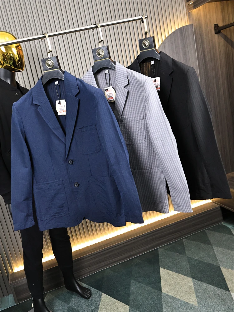 Faionable Linen Blend Lightweight Spring Summer Bubble irt Casual Busin Suit Jaet Stand Fit Flat Collar Single Bu...
Faionable Linen Blend Lightweight Spring Summer Bubble irt Casual Busin Suit Jaet Stand Fit Flat Collar Single Bu...