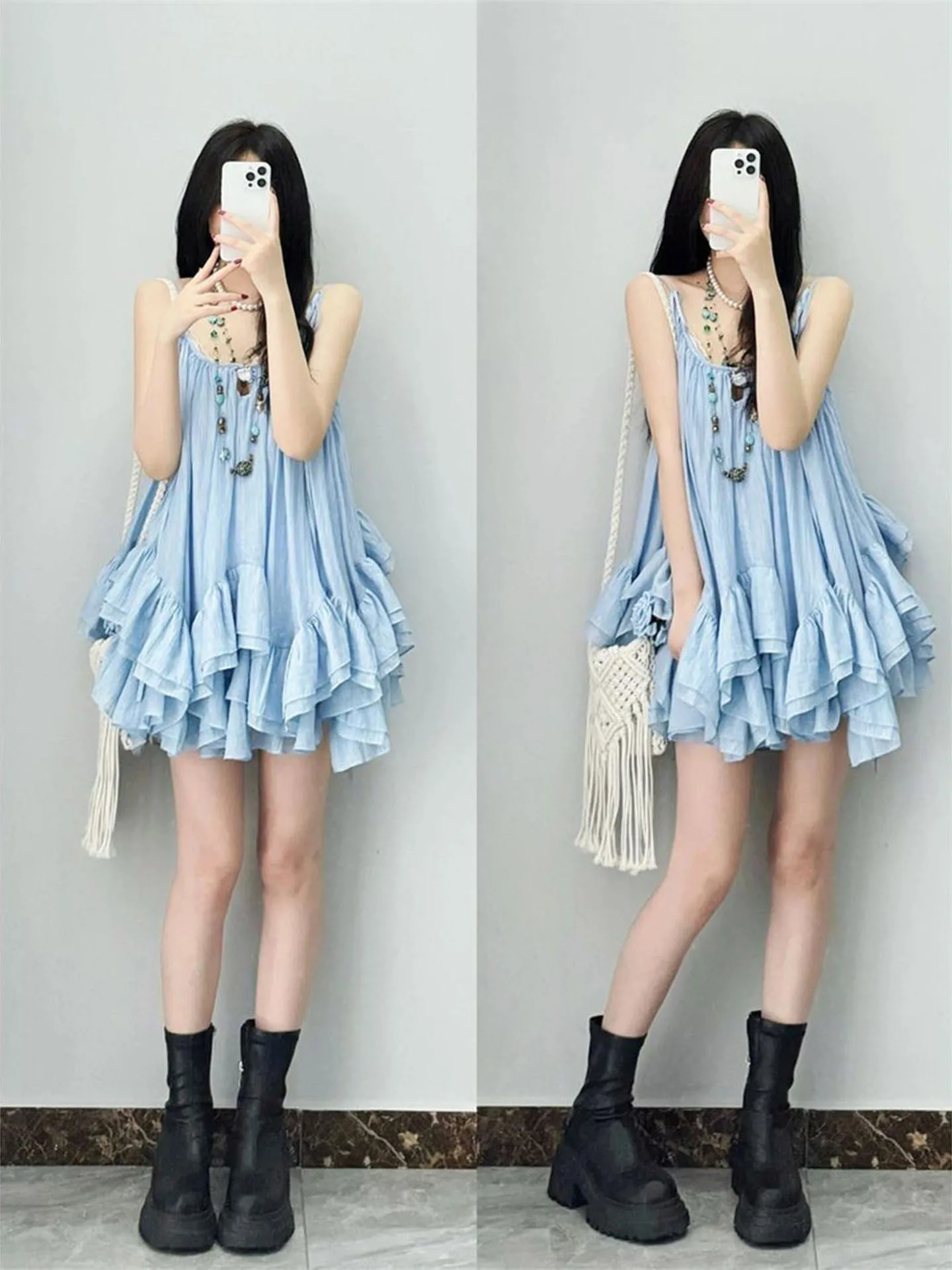 Retro Blue Halter Dress Women's Summer 2026 New Beach Top Fairy Puffy Half Skirt Two-Piece Set Short Sleeve round Neck
Retro Blue Halter Dress Women's Summer 2026 New Beach Top Fairy Puffy Half Skirt Two-Piece Set Short Sleeve round Neck