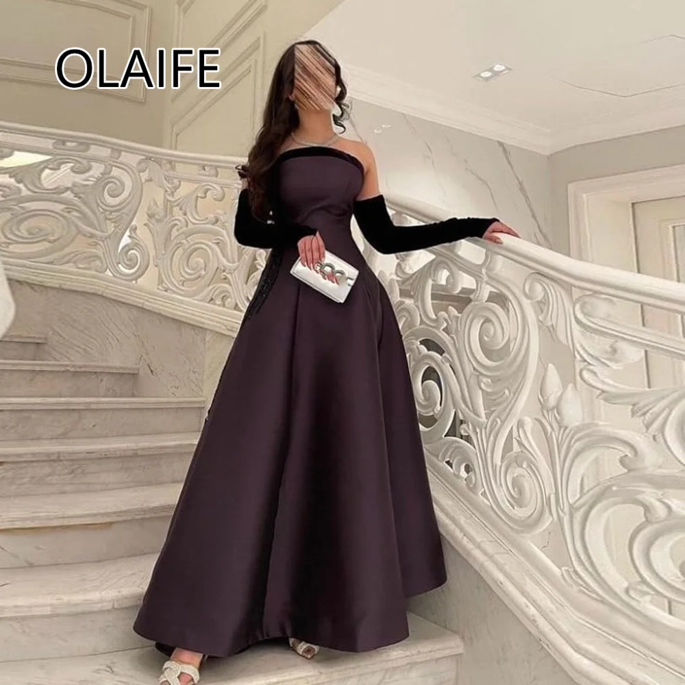 Formal Saudi Arab Dres Boat Collar Satin Solid A-line Evening Gown with 3/4 Sleeve Ankle-Length Customized فساتين سهرة
Formal Saudi Arab Dres Boat Collar Satin Solid A-line Evening Gown with 3/4 Sleeve Ankle-Length Customized فساتين سهرة