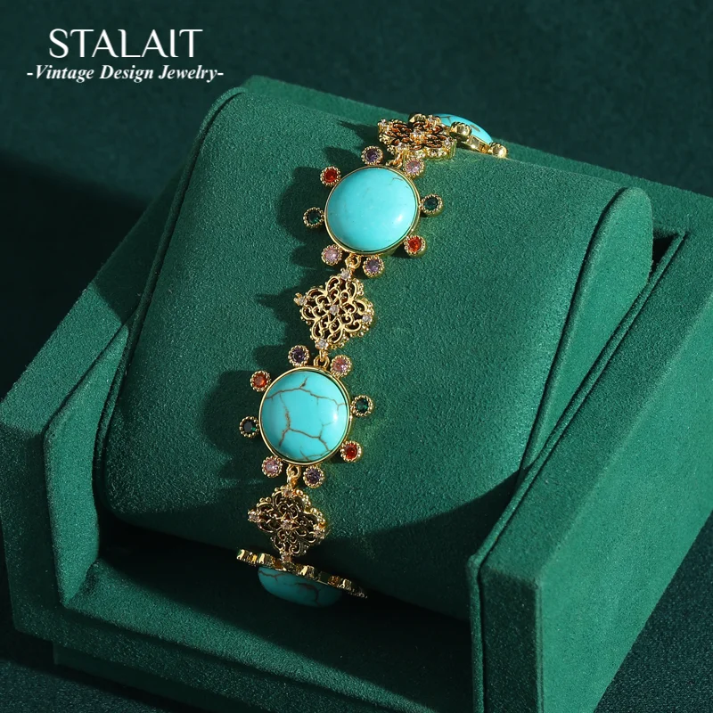 Vintage Blue Turquoise Bracelet For Woman Colorful Rhinestones Gold Color Sunflower Antique Bohemian Jewelry Accessories Boho
Vintage Blue Turquoise Bracelet For Woman Colorful Rhinestones Gold Color Sunflower Antique Bohemian Jewelry Accessories Boho