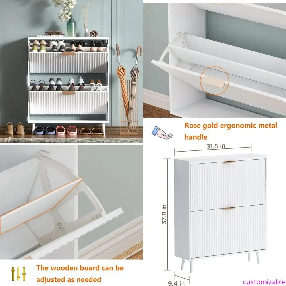 Modern White Freestanding Shoe Cabinet Organizer with 2 Flip Drawers for Entryway Storage
Modern White Freestanding Shoe Cabinet Organizer with 2 Flip Drawers for Entryway Storage