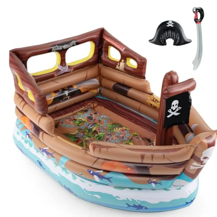 Надувной дом с пиратским кораблем и встроенной моториной лодкой в форме для детей от 3 лет, игра для вечеринок в помещении и на открытом воздухе, включает шляпу с мечом Re
Надувной дом с пиратским кораблем и встроенной моториной лодкой в форме для детей от 3 лет, игра для вечеринок в помещении и на открытом воздухе, включает шляпу с мечом Re