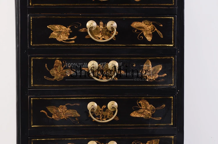 CL new Chinese style antique black lacquer gold butterfly handle cabinet chest decorative storage
CL new Chinese style antique black lacquer gold butterfly handle cabinet chest decorative storage