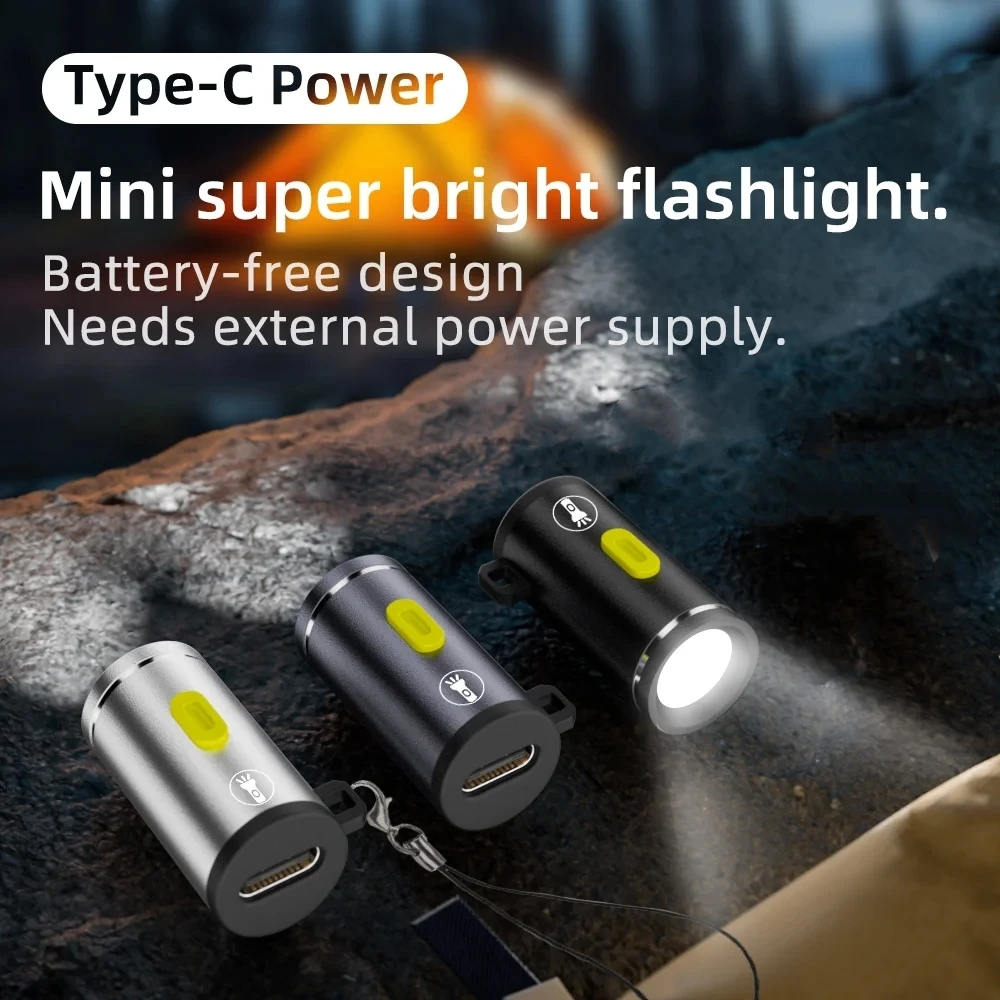 Mini Flashlight No Built-in Battery Requires Type-C External Power Supply Portable Outdoor Hiking Camping Small Torch LED Light
Mini Flashlight No Built-in Battery Requires Type-C External Power Supply Portable Outdoor Hiking Camping Small Torch LED Light