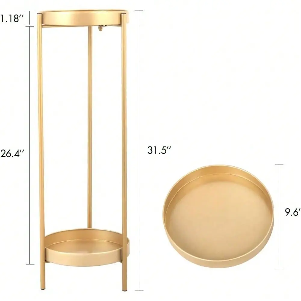 H Modern Folding Metal 2Tier Plant Stand Potted Plant Holder Shelf With 2 Round Trays, Indoor Outdoor, Versatile, Golden
H Modern Folding Metal 2Tier Plant Stand Potted Plant Holder Shelf With 2 Round Trays, Indoor Outdoor, Versatile, Golden