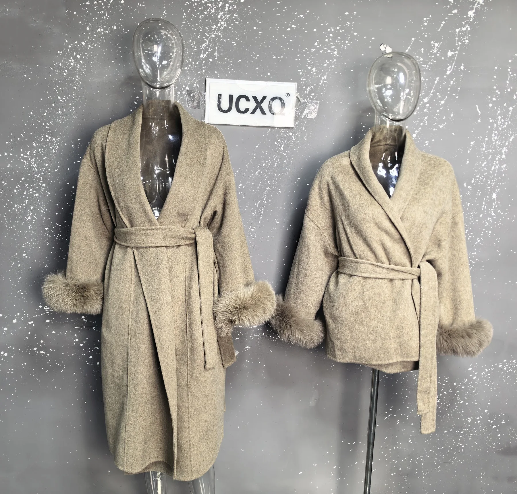 UCXQ Elegant OL Office Lady Overcoats Fur Patchwork Long Sleeve Woolen Coat Beautiful Women's Clothing Jacket Autumn 2025 Winter 35 S52def77483e343c6bc2f9f29c3908c20N