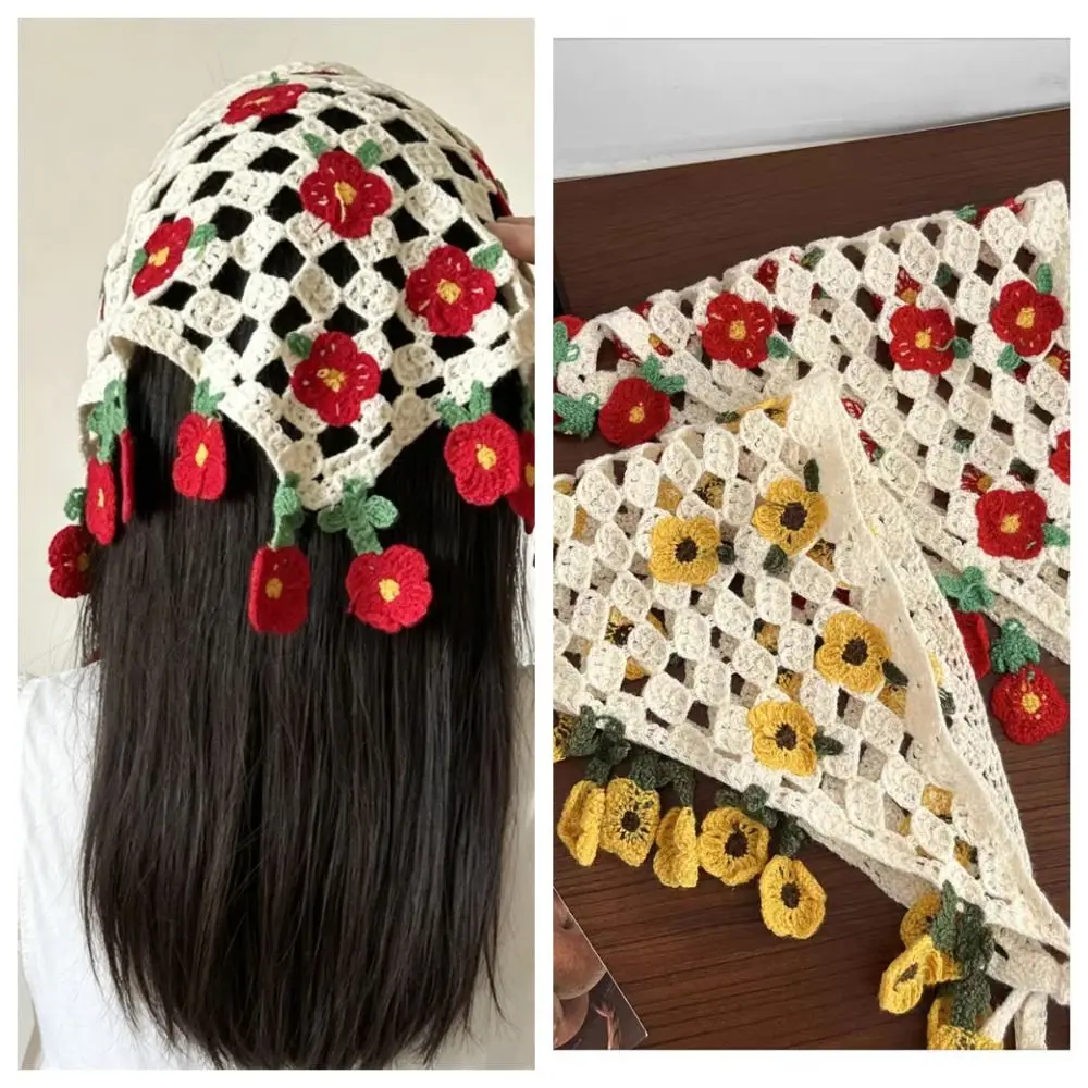 Floral Knitted Flower Headband Pastoral French Triangle Turban Countryside Style Bohemian Crochet Flower Bandana
Floral Knitted Flower Headband Pastoral French Triangle Turban Countryside Style Bohemian Crochet Flower Bandana