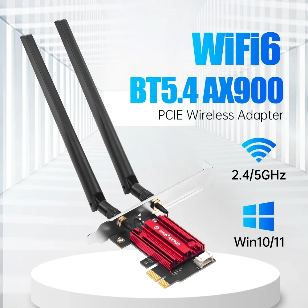 PCIE AX900 WiFi 6 Wi-Fi адаптер BT5.4 802.11AX Ethernet двухдиапазонная беспроводная сетевая карта 2,4G/5 ГГц для настольных ПК Win 10/11
PCIE AX900 WiFi 6 Wi-Fi адаптер BT5.4 802.11AX Ethernet двухдиапазонная беспроводная сетевая карта 2,4G/5 ГГц для настольных ПК Win 10/11
