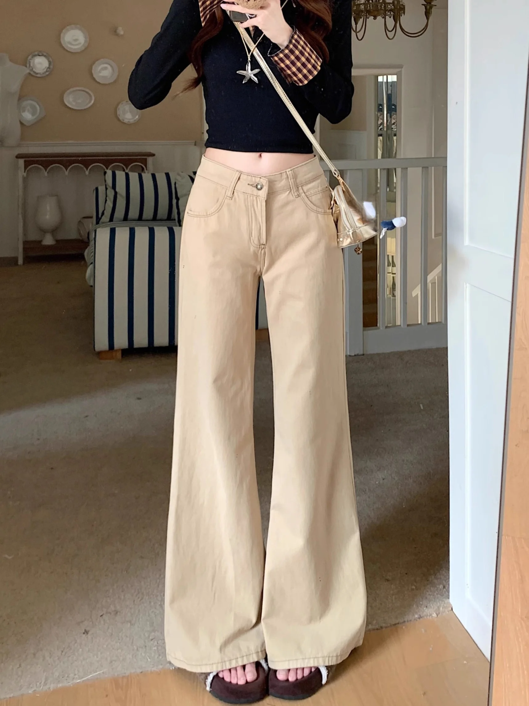 Low Waist Straight Leg Denim Jeans Women's Summer Versatile Slimming Khaki Color American Retro Casual Loose Fit Polyester Fiber
Low Waist Straight Leg Denim Jeans Women's Summer Versatile Slimming Khaki Color American Retro Casual Loose Fit Polyester Fiber