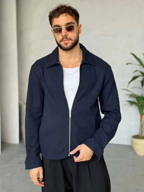 Pure Cotton Bubble Cloth Texture Jacket Spring Autumn Men's High End Fashion Casual Collar Zipper Sleeve Long Standard Fit
Pure Cotton Bubble Cloth Texture Jacket Spring Autumn Men's High End Fashion Casual Collar Zipper Sleeve Long Standard Fit