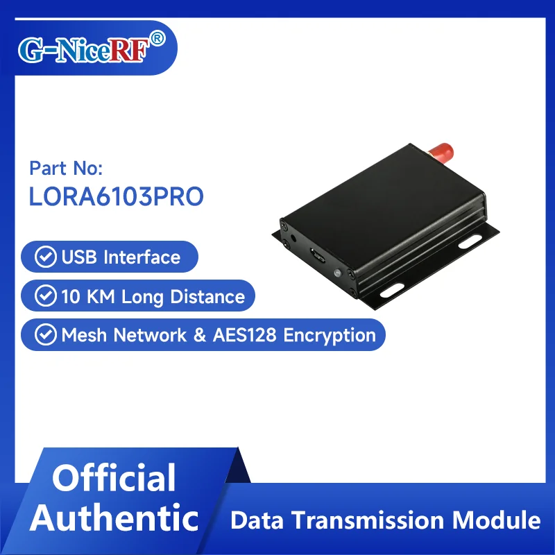 G-NiceRF | 2 Sets LORA6103PRO 1W/500mW USB Interface LoRa Modem With Metal Case MESH Network & AES128 Encryption
G-NiceRF | 2 Sets LORA6103PRO 1W/500mW USB Interface LoRa Modem With Metal Case MESH Network & AES128 Encryption