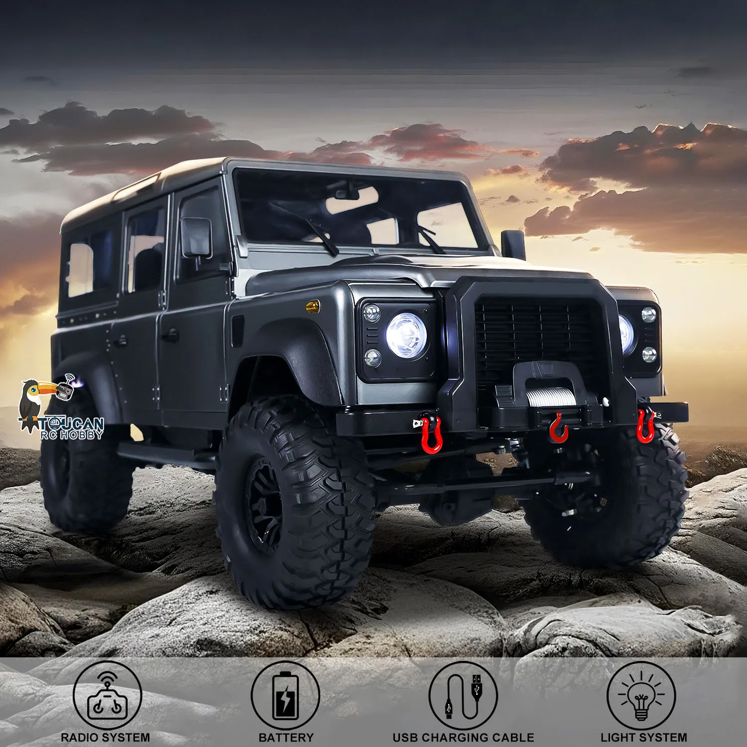 Double E 1/8 RC Crawler 4x4 Модель альпинистского автомобиля D110 2-скоростная игрушечная коробка передач с дистанционным управлением и системой освещения TH23141
Double E 1/8 RC Crawler 4x4 Модель альпинистского автомобиля D110 2-скоростная игрушечная коробка передач с дистанционным управлением и системой освещения TH23141