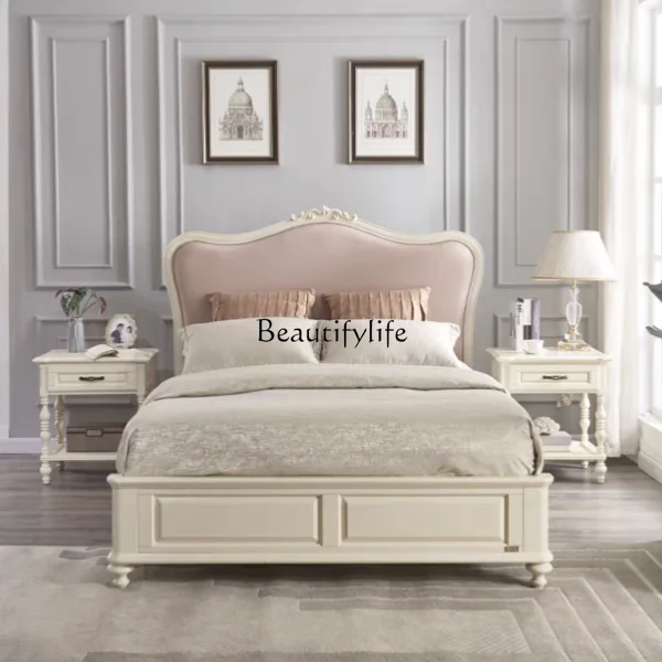 French light luxury solid wood double bed American court retro fabric master bedroom
French light luxury solid wood double bed American court retro fabric master bedroom