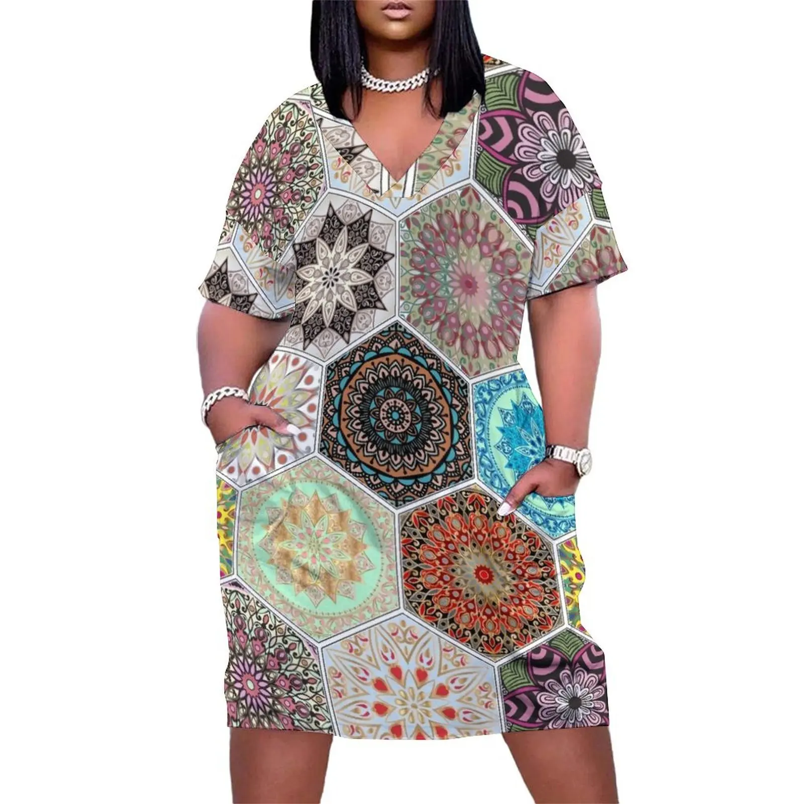 Oriental seamless pattern Loose Pocket Dress summer women's dress 2025 elegant women's sets women dress 
Oriental seamless pattern Loose Pocket Dress summer women's dress 2025 elegant women's sets women dress