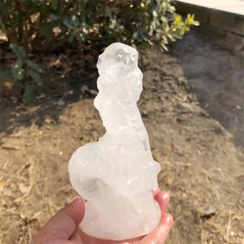 15CM Natural Clear Quartz Mermaid Carving Energy Room Ornaments Healing Fengshui Home Decoration Gift 1pcs
15CM Natural Clear Quartz Mermaid Carving Energy Room Ornaments Healing Fengshui Home Decoration Gift 1pcs