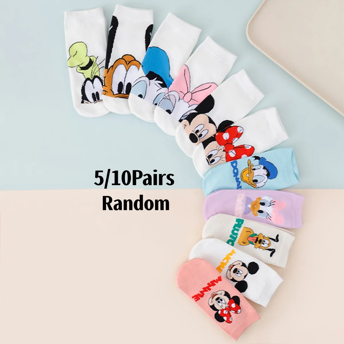 5/10 Pairs Random Disney Mickey Minnie Donald Duck Daisy Pluto Goofy Ankle Socks Cute Cartoon Print Cotton Short Socks for Women
5/10 Pairs Random Disney Mickey Minnie Donald Duck Daisy Pluto Goofy Ankle Socks Cute Cartoon Print Cotton Short Socks for Women