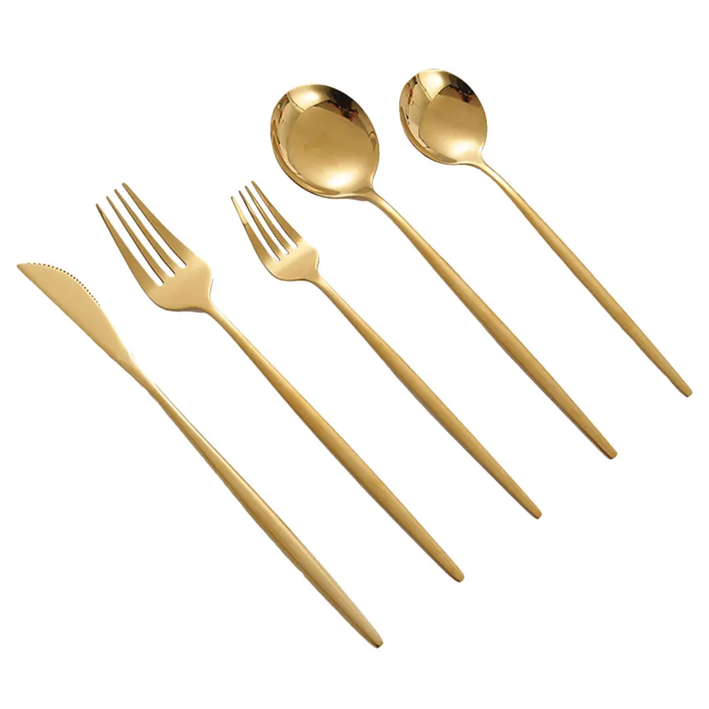 1 set Golden Steel Cutlery Set Reusable Dinner Fork Spoon Steak Fork Spoon Kit Knife Dessert Utensils Silverware
1 set Golden Steel Cutlery Set Reusable Dinner Fork Spoon Steak Fork Spoon Kit Knife Dessert Utensils Silverware