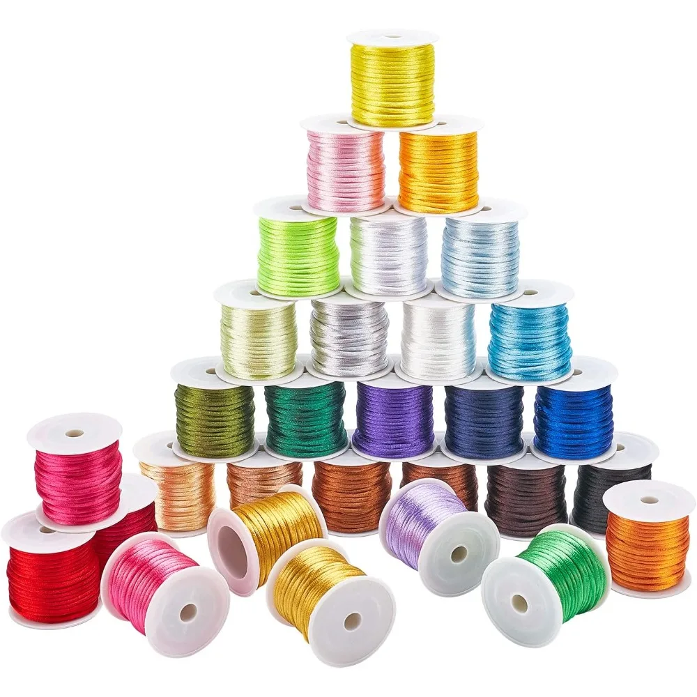 2.5mm Rattail Silk Cord 30 Colors Satin Nylon Craft Cord 328 Yards Nylon String Woven Chinese Knotting Cord for Jewelry Making
2.5mm Rattail Silk Cord 30 Colors Satin Nylon Craft Cord 328 Yards Nylon String Woven Chinese Knotting Cord for Jewelry Making