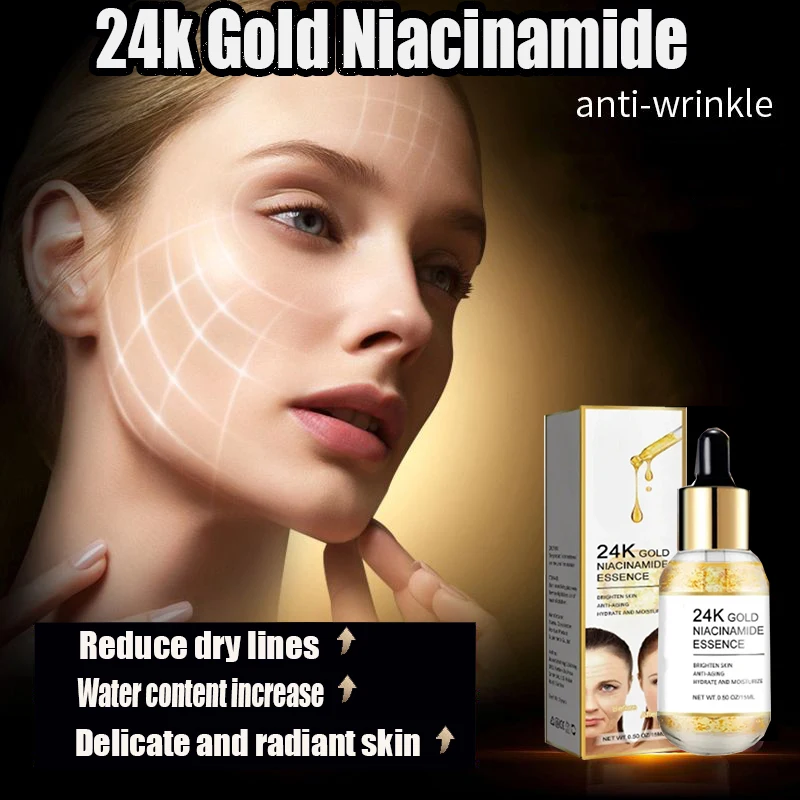 24k Gold Niacinamide Facial Serum Remover Dark Spots Hyaluronic Acid Fade Fine Lines Moisturizing Whitening Skin Care Anti-aging
24k Gold Niacinamide Facial Serum Remover Dark Spots Hyaluronic Acid Fade Fine Lines Moisturizing Whitening Skin Care Anti-aging