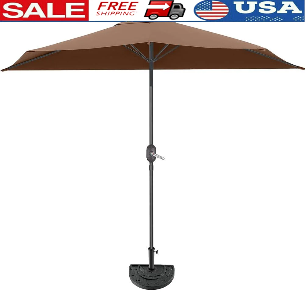 9ft Half Patio Umbrella Outdoor Crank Shade with 20lb Base Semicircle Vented Balcony Deck Porch Rain Sun Protection
9ft Half Patio Umbrella Outdoor Crank Shade with 20lb Base Semicircle Vented Balcony Deck Porch Rain Sun Protection