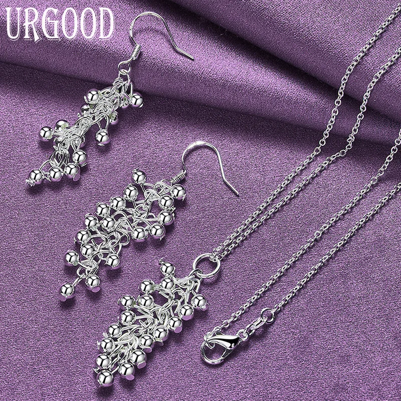 Romantic Grape Bead Earring Necklace Set 925 Sterling Silver Fashion Gift Party Wedding Jewelry
Romantic Grape Bead Earring Necklace Set 925 Sterling Silver Fashion Gift Party Wedding Jewelry
