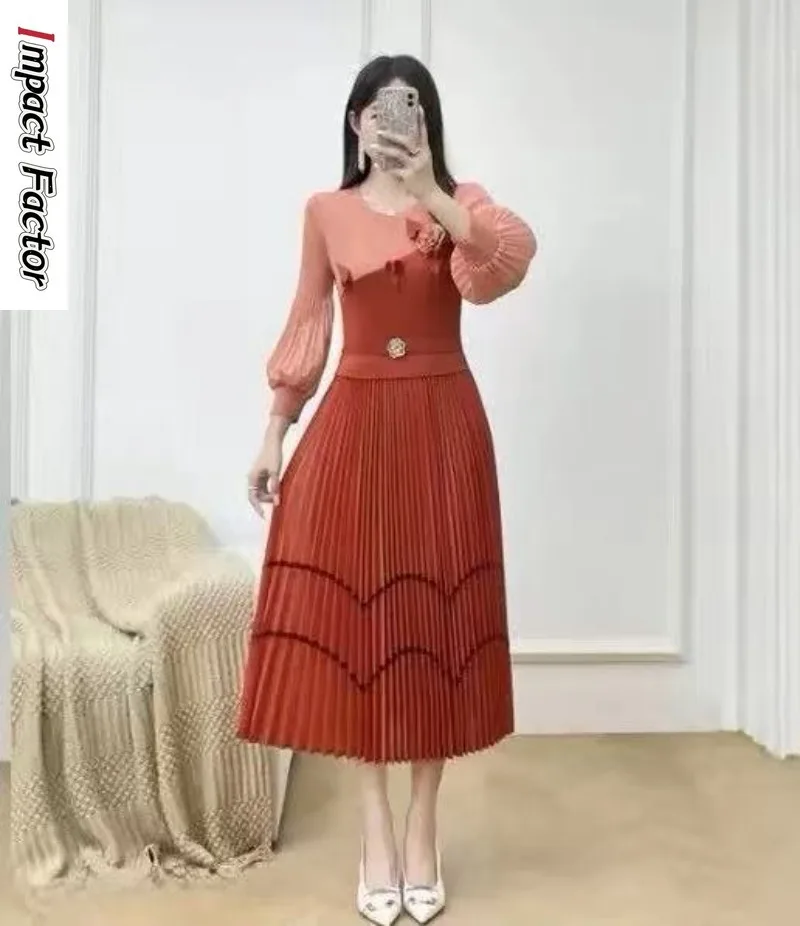 Miyake Pleated Fashion Loose 2026 Summer New Dress Lantern Sleeve Color Matching Three-dimensional Flower Long Dress Women
Miyake Pleated Fashion Loose 2026 Summer New Dress Lantern Sleeve Color Matching Three-dimensional Flower Long Dress Women