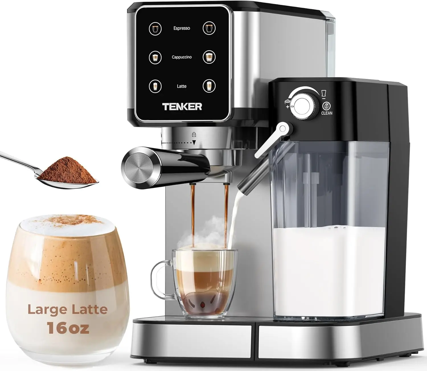 Espresso Machine 20 Bar, Cappuccino Machine with Automatic Milk Frother, Latte Machine in Stainless Steel Design, 1350W Touchscr
Espresso Machine 20 Bar, Cappuccino Machine with Automatic Milk Frother, Latte Machine in Stainless Steel Design, 1350W Touchscr