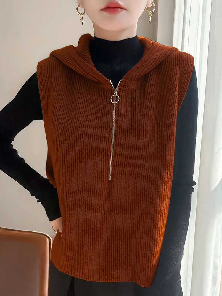 Женская вязаная майка с капюшоном и воротником, без рукавов, для весны и осени, носится под свитер, топ, майка-жилетка, женская майка-футболка
Женская вязаная майка с капюшоном и воротником, без рукавов, для весны и осени, носится под свитер, топ, майка-жилетка, женская майка-футболка