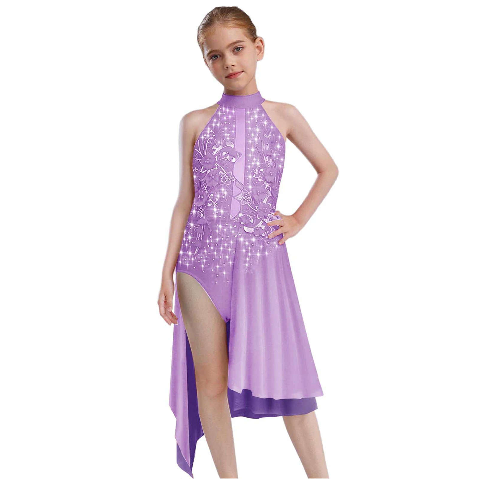 Girls Lyrical Dance Costume Kids Halter Sleeveless Skating Dress Ballet Leotard Dress Modern Contemporary Dance Dress Children
Girls Lyrical Dance Costume Kids Halter Sleeveless Skating Dress Ballet Leotard Dress Modern Contemporary Dance Dress Children