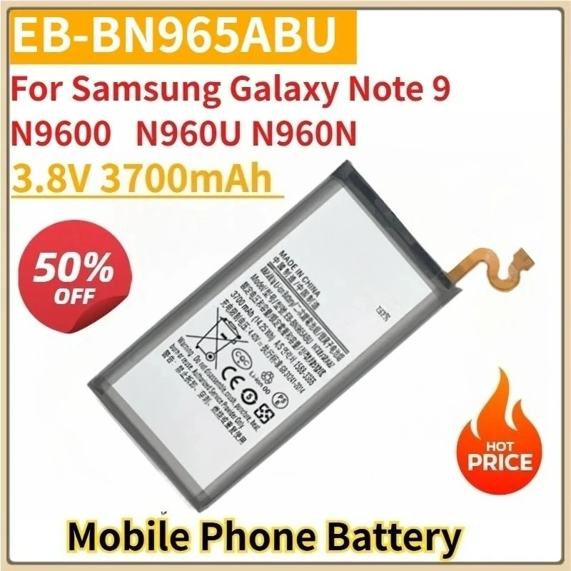 New Mobile Phone Battery EB-BN965ABU 3.8V 3700mAh 14.25Wh for Samsung Galaxy Note 9 N9600 SM-N960F N960W N960F N960U N960N
New Mobile Phone Battery EB-BN965ABU 3.8V 3700mAh 14.25Wh for Samsung Galaxy Note 9 N9600 SM-N960F N960W N960F N960U N960N