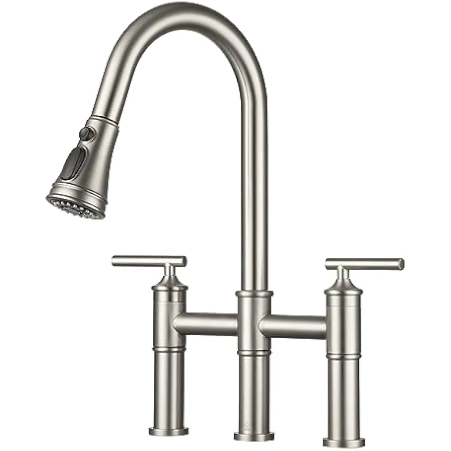 Casainc Kitchen Faucet with Sprayer, Brushed Nickel Bridge Kitchen Faucet, 3-Types Water 3 Hole Kitchen Faucet 2 Handle 8 in Bl
Casainc Kitchen Faucet with Sprayer, Brushed Nickel Bridge Kitchen Faucet, 3-Types Water 3 Hole Kitchen Faucet 2 Handle 8 in Bl