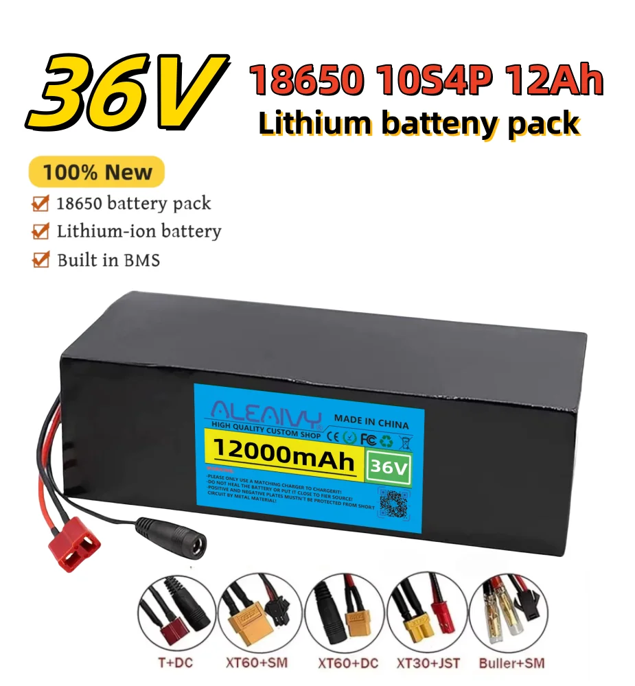 36V 12Ah 10S4P Lithium Battery Pack Waterproof PVC Battery, High Power For 200W 400W 500W 800W Motor
36V 12Ah 10S4P Lithium Battery Pack Waterproof PVC Battery, High Power For 200W 400W 500W 800W Motor