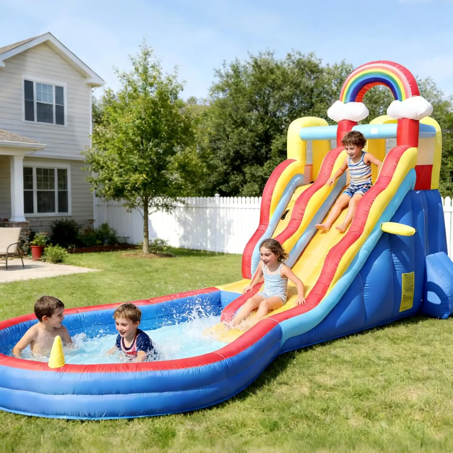 21ft Inflatable Water Slide with Air Blower & Splash Pool for Adults & Kids - Commercial Grade Outdoor Fun for Parties and Backyard Adventures (UL Blower Included)
21ft Inflatable Water Slide with Air Blower & Splash Pool for Adults & Kids - Commercial Grade Outdoor Fun for Parties and Backyard Adventures (UL Blower Included)