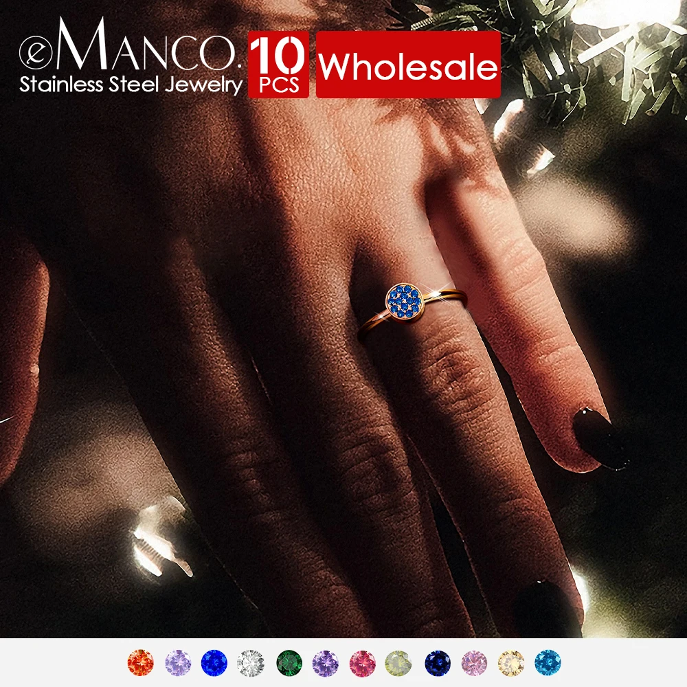 eManco 10PCS Round Zirconia Colorful Birthstone Ring Stainless Steel Gold Plated Rings Anniversary Gift Factory Direct
eManco 10PCS Round Zirconia Colorful Birthstone Ring Stainless Steel Gold Plated Rings Anniversary Gift Factory Direct