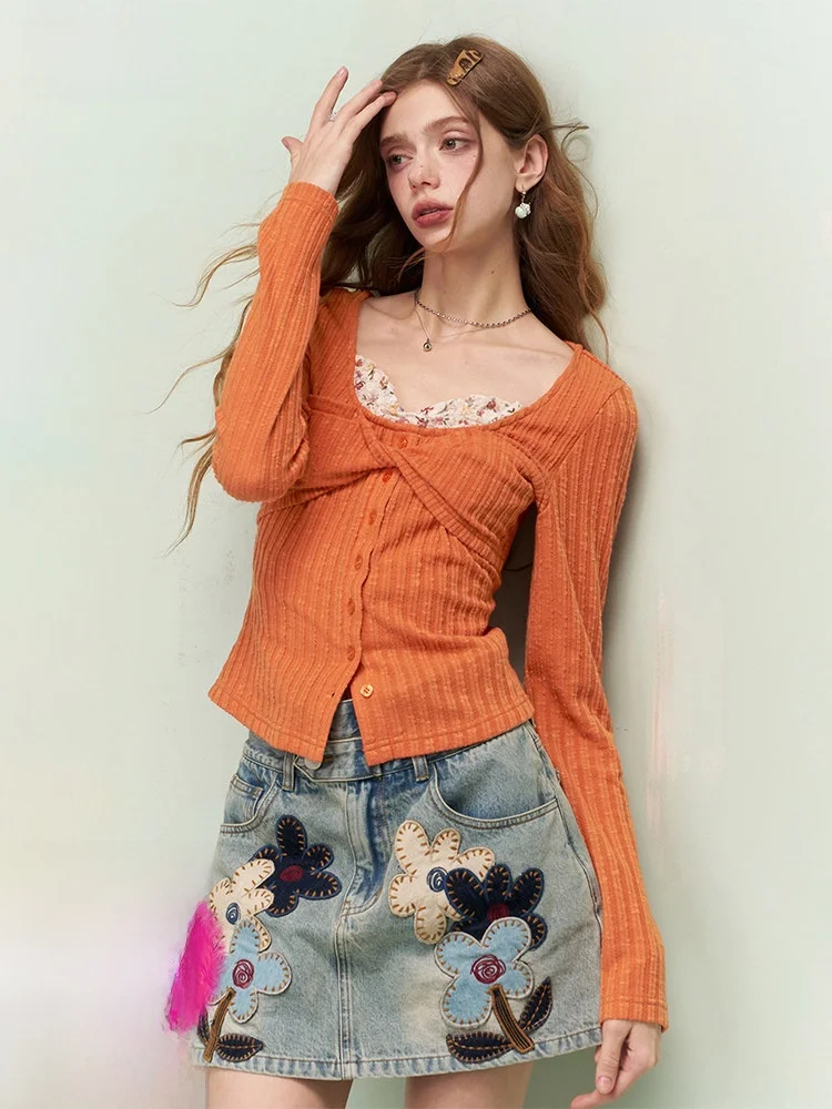 Ele Splice Knitted Top Women's Slim Fit Early Spring Faionable Floral Patchwork Witcrt Aes Casual Sle Long Sve
Ele Splice Knitted Top Women's Slim Fit Early Spring Faionable Floral Patchwork Witcrt Aes Casual Sle Long Sve
