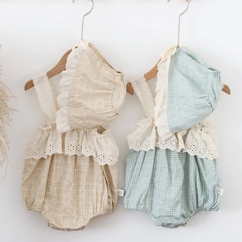 2025 New Summer Newborn Baby Girls Romper+Hat Sleeveless Cotton Lace Splicing Toddler Baby Girls Jumpsuit 0-24M Children Clothes
2025 New Summer Newborn Baby Girls Romper+Hat Sleeveless Cotton Lace Splicing Toddler Baby Girls Jumpsuit 0-24M Children Clothes