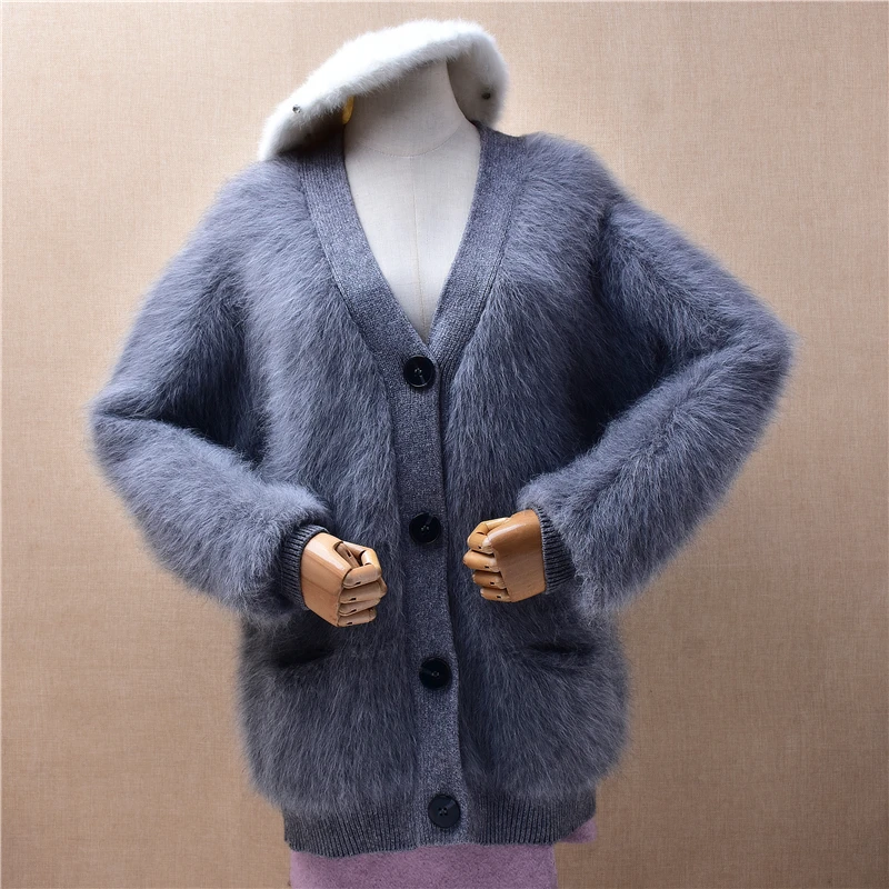 Ladies Women Autumn Winter Clothing Grey Hairy Plush Mink Cashmere Knitted Long Sleeves V-Neck Loose Cardigans Sweater Jacket
Ladies Women Autumn Winter Clothing Grey Hairy Plush Mink Cashmere Knitted Long Sleeves V-Neck Loose Cardigans Sweater Jacket
