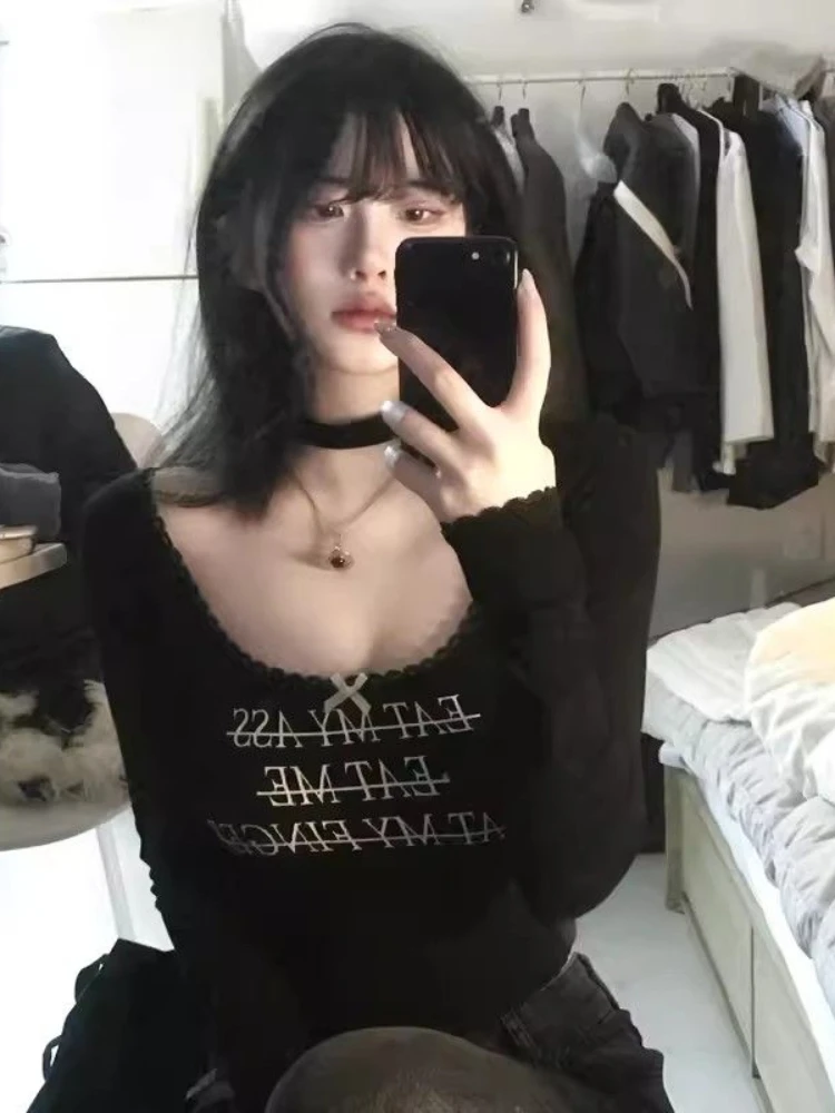 QWEEK Y2k Coquette Lace Harajuku Crop T Shirt Women 2024 Aesthetic Grunge Gothic Goth Letter Print Slim Tees Cropped Top
QWEEK Y2k Coquette Lace Harajuku Crop T Shirt Women 2024 Aesthetic Grunge Gothic Goth Letter Print Slim Tees Cropped Top