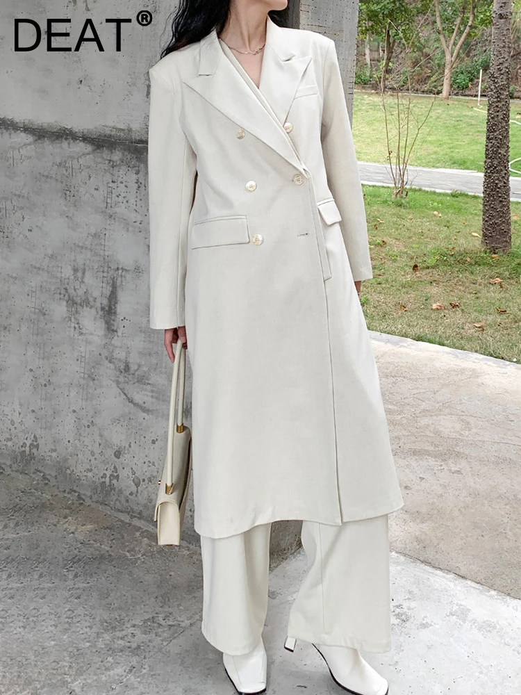 DEAT Chic Women's Blazer Fake 2 Pcs Notched Collar Double Breasted Apricot Full Sleeve Long Suit Jackets Autumn 2024 New 7AB954
DEAT Chic Women's Blazer Fake 2 Pcs Notched Collar Double Breasted Apricot Full Sleeve Long Suit Jackets Autumn 2024 New 7AB954