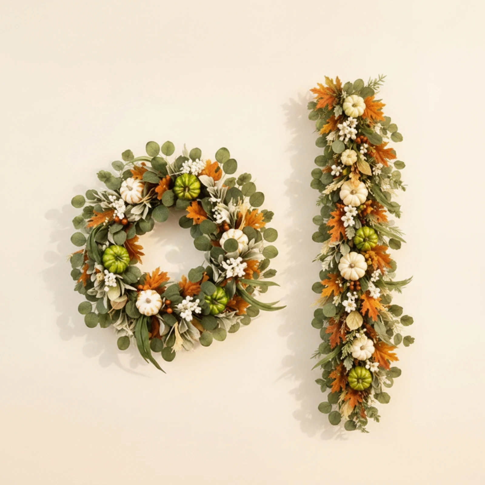 2 Pieces Artificial Vine Garland with Wreath Realistic Fall Greenery Set with Pumpkins Autumn Decor Bundle Farmhouse Decorations
2 Pieces Artificial Vine Garland with Wreath Realistic Fall Greenery Set with Pumpkins Autumn Decor Bundle Farmhouse Decorations