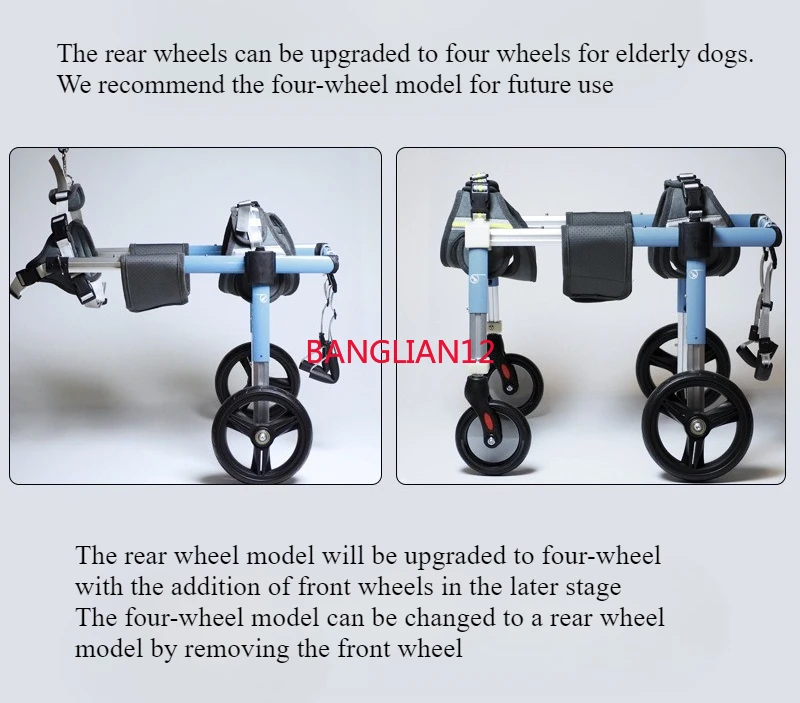 Four-wheeled pet dog wheelchair, two-wheeled four-wheeled switching at will, XS-XXL complete size
Four-wheeled pet dog wheelchair, two-wheeled four-wheeled switching at will, XS-XXL complete size