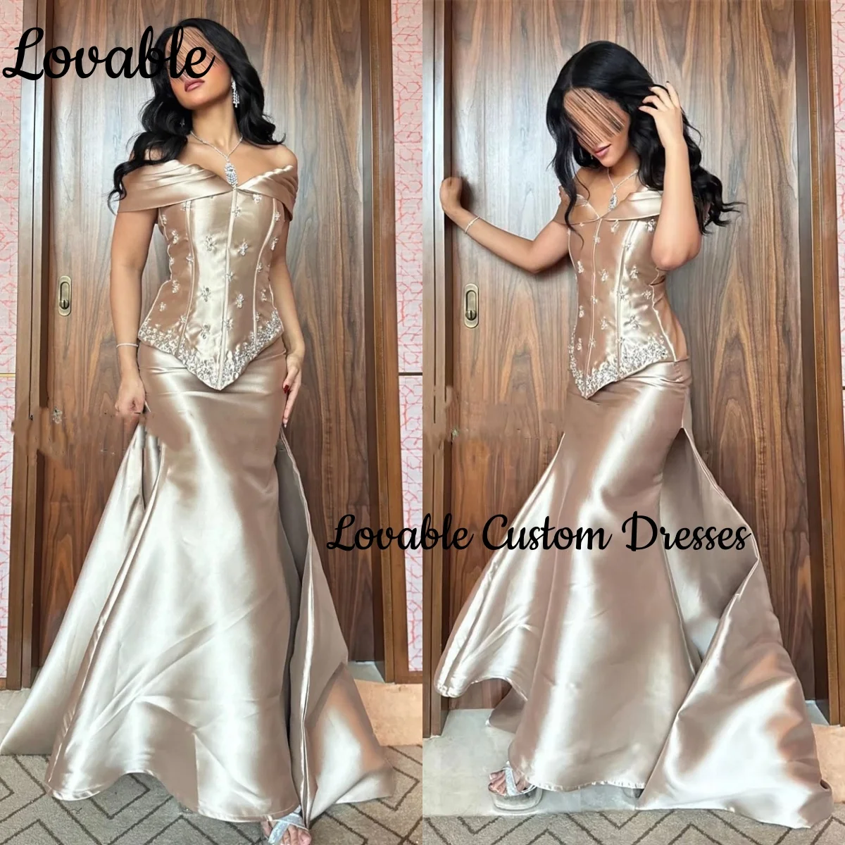 Elegant Customize Champagne Luxury Evening Dresses Mermaid Off-The-Shoulder Floor-Length Formal Occasion Dresses Beadings Cockta
Elegant Customize Champagne Luxury Evening Dresses Mermaid Off-The-Shoulder Floor-Length Formal Occasion Dresses Beadings Cockta