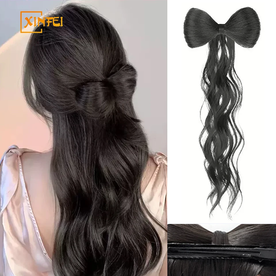 Synthetic Bow Bun Chignon With Curly Tassel Heat Resistant Natural Fake Hair Accessories Fluffy Bow Hair Clip Wig Styling Tools
Synthetic Bow Bun Chignon With Curly Tassel Heat Resistant Natural Fake Hair Accessories Fluffy Bow Hair Clip Wig Styling Tools